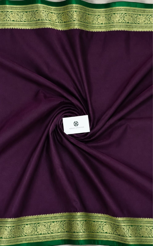 Plain Purple Satin Saree