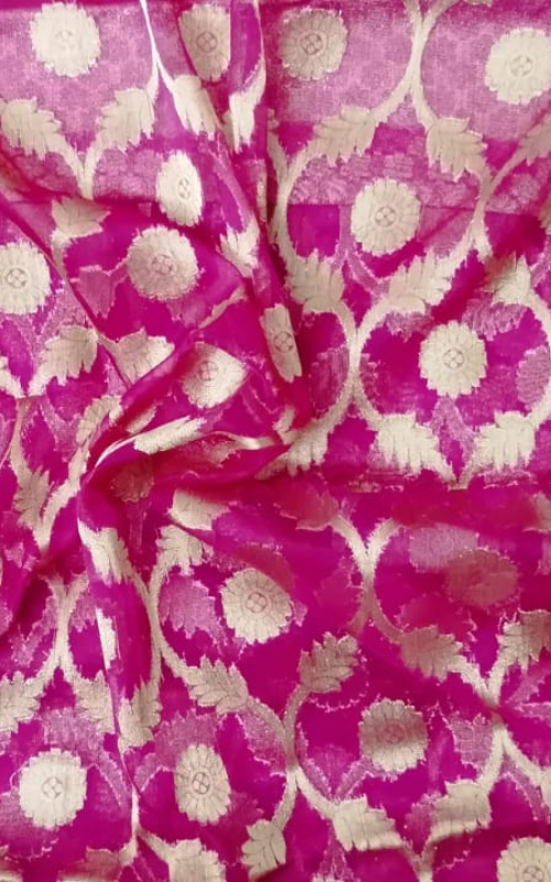 Rani Pink Organza Saree