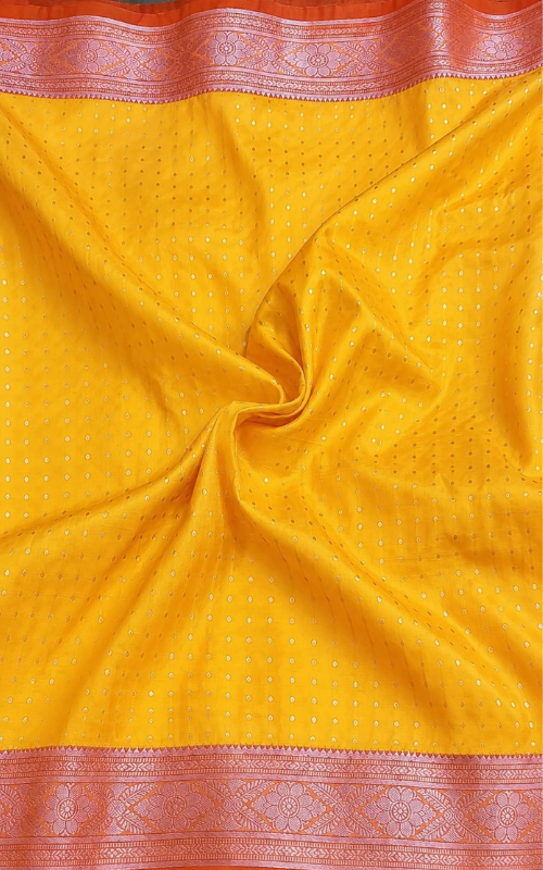 Yellow Rimjhim Satin Saree